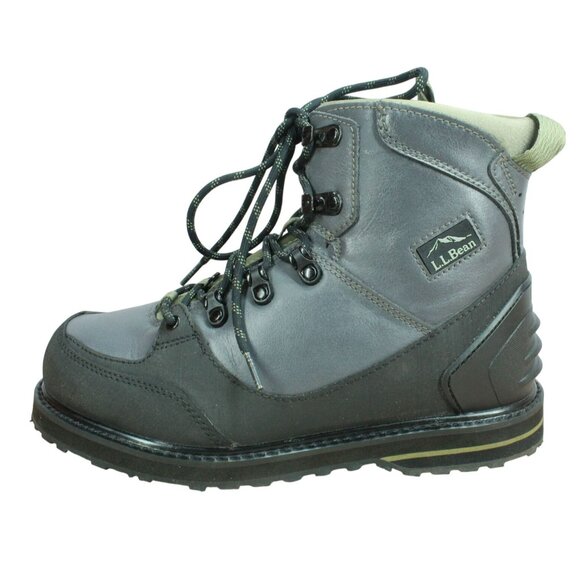 LL Bean Emerger Gray Women's Leather Insulated Studded Fishing Wading Boots 9 M - Picture 1 of 8